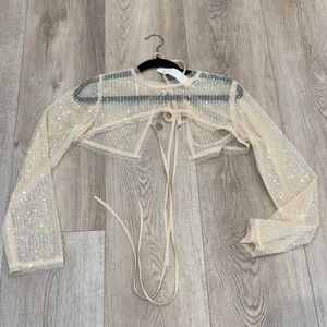 Zara Sequin Crop Top - Cream